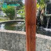 Factory Direct Outdoor Umbrella Teak Wood Pole Patio Parasol with Durable Marble Base All Weather 3 Meters Round Sunshade Umbrella for Hotel Resort