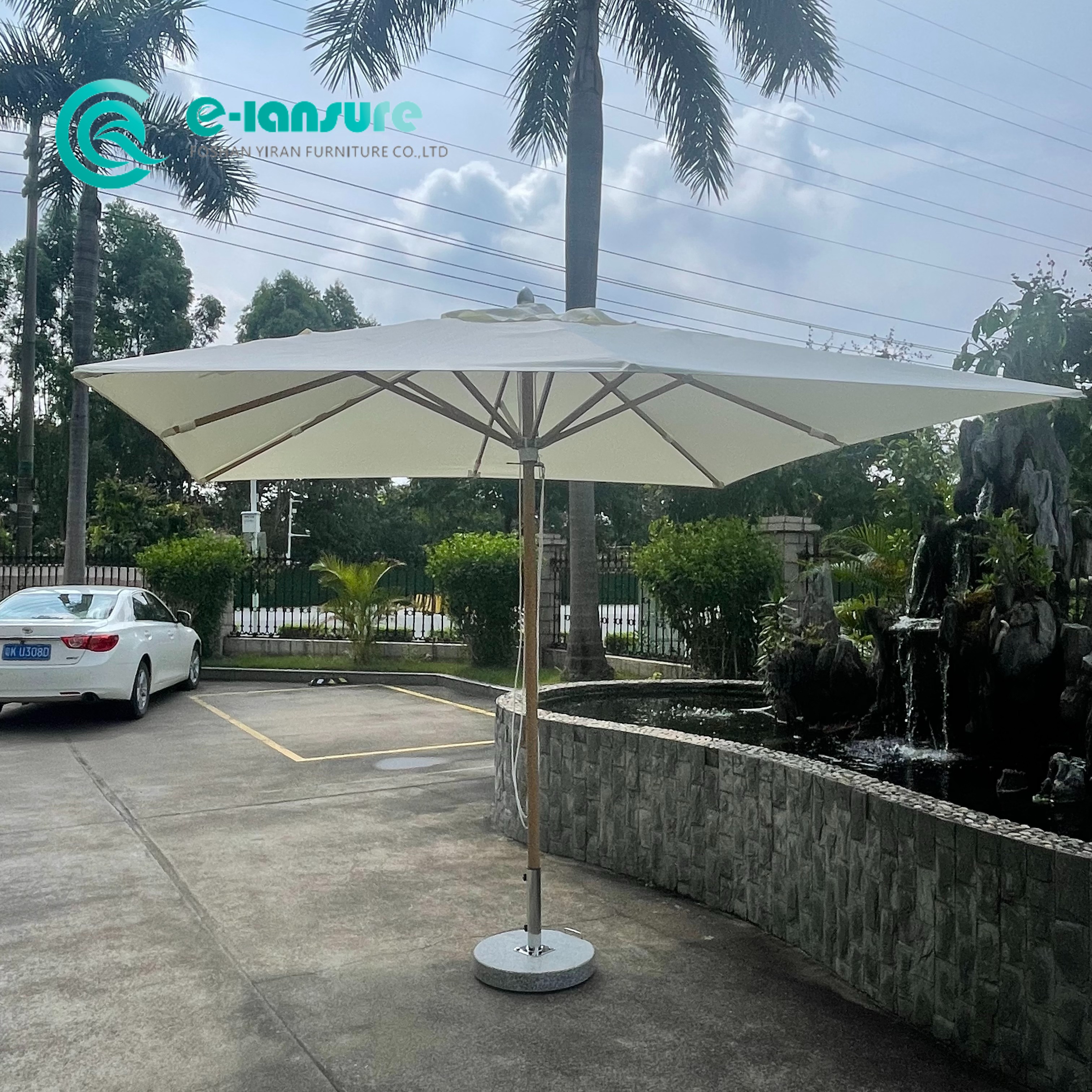High Quality Garden Furniture Aluminum Frame with Wood Finish Patio Umbrella Waterproof Square Beach Parasol for Outdoor Courtyard