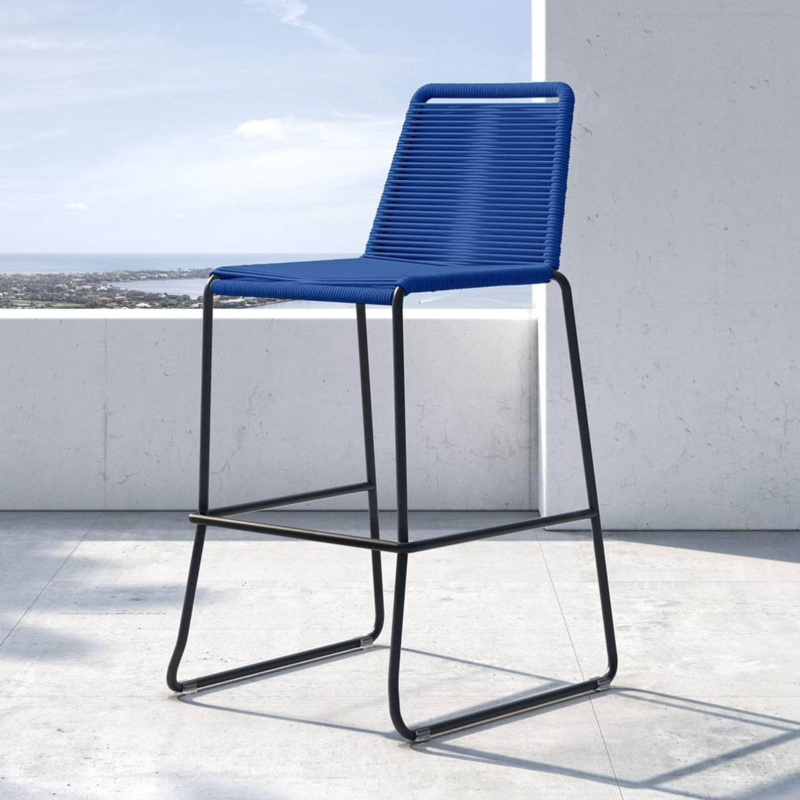 Colorful rope backrest patio bar stool without arm