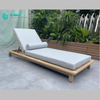 Simple Style Outdoor Garden Furniture Teak Wood Frame Sun Lounger Solid Wood Sunbed Patio Poolside Chaise Lounge Chair for Villa Resort