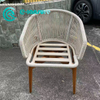 Classic Style Outdoor Teakwood Furniture Aluminum Frame Dining Chair with Teak Leg Woven Rope Garden Chair for Home Hotel Restaurant