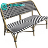 Contemporary Outdoor Furniture Durable Aluminum Frame Garden Bench Chair Stylish Woven Rattan Long Bench for Courtyard Restaurant