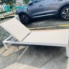 Simple Style Outdoor Garden Furniture Aluminum Sunbed with Textilene Fabric Poolside Teakwood Sun Lounger For Garden Courtyard