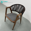 Retro Patio Garden Furniture Quality Aluminum Frame with Wood Finish Dining Chair Woven Rope Single Chair for Home Villa Resort