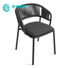 Modern Outdoor Dining Furniture Aluminum Frame Garden Chair Woven Rope Dining Chair With All Weather Fabric for Villa Hotel Courtyard