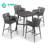 Modern Garden Furniture Aluminum Frame Bar Chair Woven Black Rope Bar Stool Quality High Back Chair for Patio Restaurant Bistro