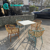 Factory Outdoor Dining Furniture Quality Tiger Powder Coating Aluminum Frame And Rattan Dining Chair Unique Patio Dining Set for Garden Restaurant