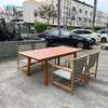 Outdoor Teak Wood Rectangle Dining Table Durable Dining Table With Woven Rope Chair