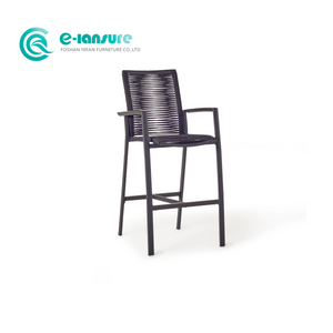 Wholesale Garden Furniture Aluminum Bar Chair Elegant Woven Rope Bar Stool Patio High Bar Chair for Hotel Restaurant