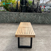 Garden Furniture Aluminum Base And Quality Wood Long Bench Chair For Patio Courtyard