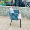 Elegant Garden Dining Furniture Aluminum Frame Dining Chair Woven Rope Patio Chair With Waterproof Cushion For Villa Courtyard