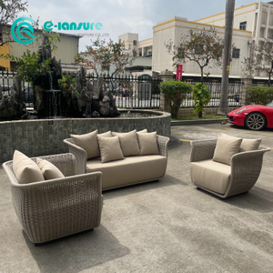 Minimalist Outdoor Garden Furniture Aluminum Frame Sofa with Coffee Table Elegant Rope Weaved Sofa Chair For Hotel Courtyard