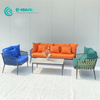 Modern Leisure Outdoor Aluminum Frame Sofa Elegant Woven Rope Sofa With Coffee Table Set for Home Garden Courtyard