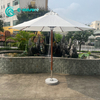 Factory Direct Outdoor Umbrella Teak Wood Pole Patio Parasol with Durable Marble Base All Weather 3 Meters Round Sunshade Umbrella for Hotel Resort