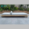 Simple Style Outdoor Garden Furniture Teak Wood Frame Sun Lounger Solid Wood Sunbed Patio Poolside Chaise Lounge Chair for Villa Resort