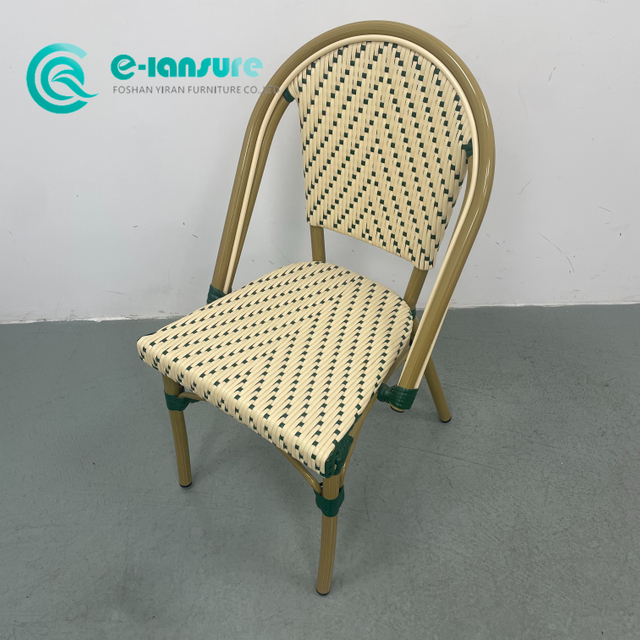 Outdoor Rattan Furniture Quality Aluminum Frame Dining Chair Elegant Woven Rattan Bistro Chair Garden Patio Single Chair for Hotel Restaurant