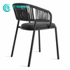 Modern Outdoor Dining Furniture Aluminum Frame Garden Chair Woven Rope Dining Chair With All Weather Fabric for Villa Hotel Courtyard