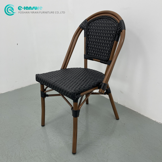 Classic Outdoor Dining Furniture High Quality Aluminum Frame Dining Chair Woven Rattan Garden Chair for Hotel Restaurant Coffee Shop