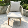 Classic Outdoor Teakwood Furniture Aluminum Frame Dining Chair with Teak Leg Woven Rope Garden Chair