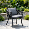 Outdoor Furniture Powder Coated Aluminum Rope Dining Chair Extendable Dining Table Set for Villa Garden