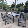 Modern Simple Outdoor Dining Furniture Aluminum Frame And Textilene 8+1 Patio Dining Chair With Long Table Set for Villa Courtyard