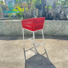 Outdoor Red Webbing Weaved Bar Stool Powder Coated Aluminum Bar Chair