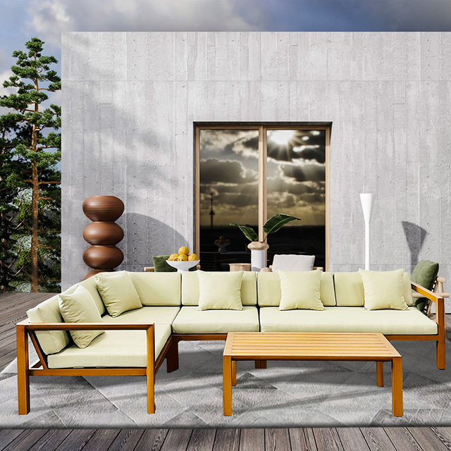 Outdoor Aluminum Sofa Set L Shape Sofa Modular Sofa And Coffee Table for Garden Courtyard