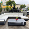 Classic Style Outdoor Sofa Furniture Quality L Shape Aluminum Frame Sofa Chair with Coffee Table Set for Villa