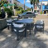 Contemporary Outdoor Furniture Powder Coated Aluminum Frame Dining Chair with Rectangle Table Patio 6+1 Dining Set for Garden Restaurant