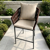 Garden Bar Furniture Aluminum Frame Bar Chair Brown Rope High Bar Stool With All Weather Cushion