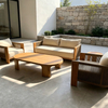 Outdoor Teak Wood Furniture Garden Wooden Sofa And Coffee Table Set Patio Woven Rope Sofa Furniture for Home Villa Courtyard