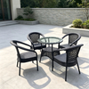 Outdoor Garden Aluminum Frame Dining Chair With Table Rattan 4+1 Dining Set for Hotel Patio