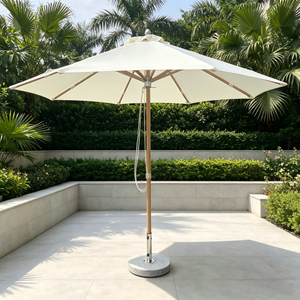 Fr&aacute;ma Al&uacute;manam Trosc&aacute;n Umbrella Lasmuigh le Cr&iacute;ochnaigh Adhmaid Babhta Fabraic Uiscedh&iacute;onach Umbrella Sunshade Parasol le haghaidh Tr&aacute; &Oacute;st&aacute;n 