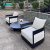 Leisure Outdoor Sofa Furniture Quality Aluminum Frame Garden Rotatable Single Sofa with Round Coffee Table For Hotel Resort