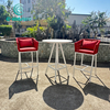 Outdoor Red Webbing Weaved Bar Stool Powder Coated Aluminum Bar Chair