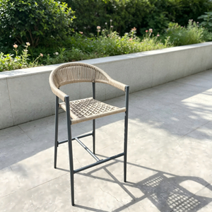 Vintage Stylish Outdoor Furniture Garden High Backrest Woven Rope Bar Chairs for Patio