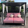 Nordic Style Udend&oslash;rs m&oslash;bler Aluminiumsramme Daybed med hvidt gardin All Weather Have Square Solseng til Home Hotel Courtyard