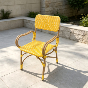 Garden Rattan Chair Aluminum Frame Dining Chair Patio Armrest Chair for Home Courtyard