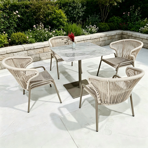 New Design Furniture Collection Outdoor Garden Table And Chair Set Woven Rope Dining Chair Set For Home Restaurant