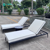 Wholesale Outdoor Sun Lounger Aluminum Frame Chaise Lounge Chair Poolside Sunbed with Tea Table Set for Hotel Resort