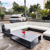 Classic Style Outdoor Sofa Furniture Quality L Shape Aluminum Frame Sofa Chair with Coffee Table Set for Villa