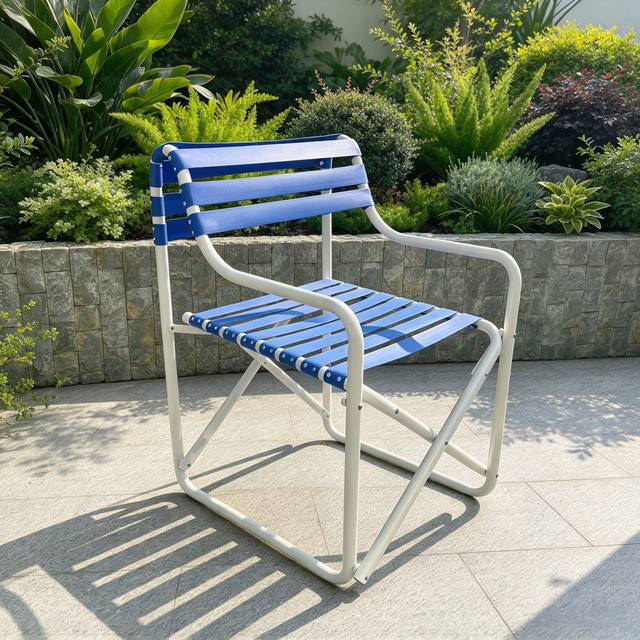 Chaise pliante moderne de cadre en aluminium enduit de poudre de meubles ext&eacute;rieurs en gros avec la chaise de directeur de jardin de sangle pour la plage de station