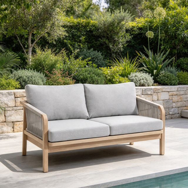 Simple Style Garden Furniture Teakwood Sofa Set High Quality Patio Sofa With Waterproof Cushion for Home Hotel Balcony