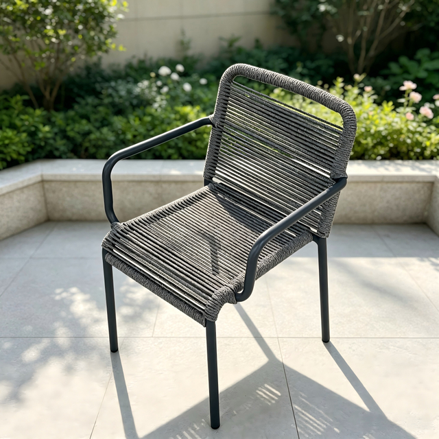 Stylish New Furniture Black Garden Chair with Armrests Stackable