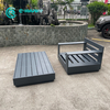 Minimalist Style Single Seat All Weather Aluminum Sofa Garden Leisure Sofa with Coffee Table Set for Home Courtyard