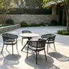 Stylish Garden Dining Furniture Aluminum Frame Rope Dining Chair With Round Table Set For Outdoor Restaurant