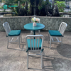 Minimalist Nordic Outdoor Furniture All Aluminum Frame Dining Set Metal Dining Chair with Round Dining Table for Garden Courtyard