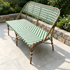Contemporary Outdoor Furniture Durable Aluminum Frame Garden Bench Chair Stylish Woven Rattan Long Bench