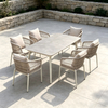 Garden Furniture Aluminum Frame Beige Color Rope Braied Dining Chair with Sintered Stone Rectangular Dining Table For Home Patio