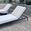 Wholesale Outdoor Sun Lounger Aluminum Frame Chaise Lounge Chair Poolside Sunbed with Tea Table Set for Hotel Resort